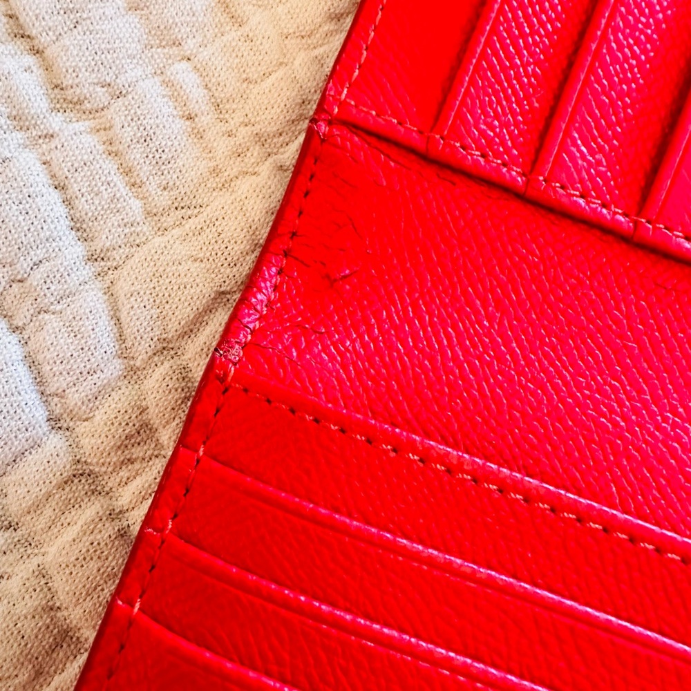 COACH Bold Coral Red Leather Wallet With Removable Checkbook Cover - Picture 11 of 14